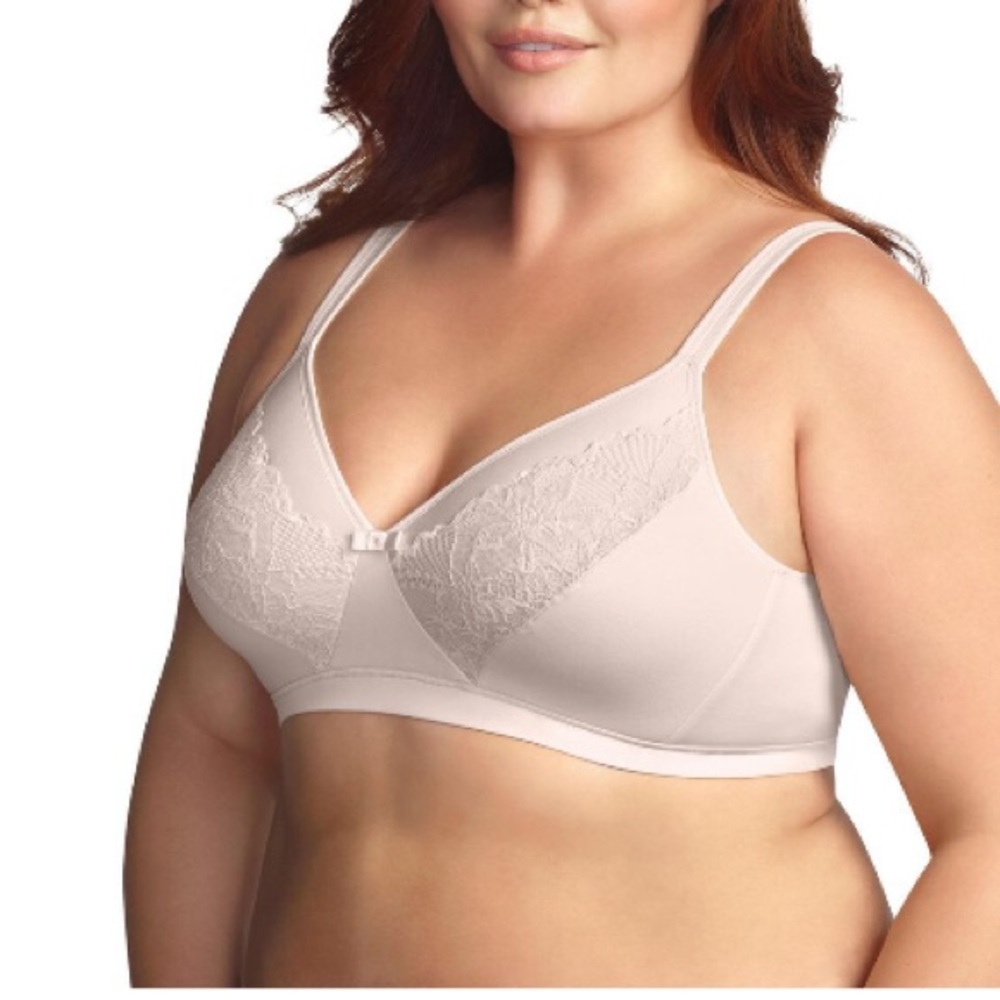 🔥 10 for $100 🔥 wire free plus size wonderbra light pink 40 DD lace detail